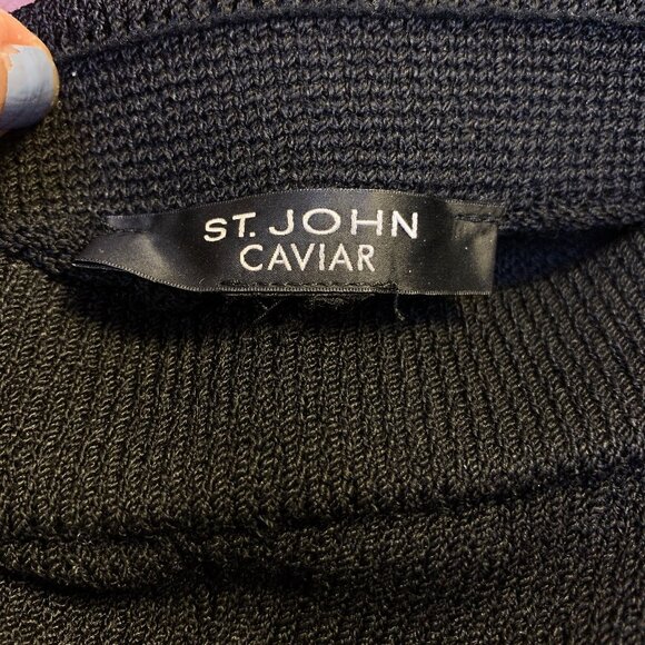 St. John Caviar Knit Wide Leg Pants Black M - Picture 3 of 3